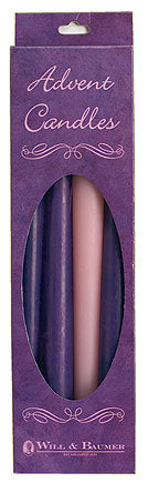 10x7/8 inch Will & Baumer Advent Candles in Pink & Purple 48021