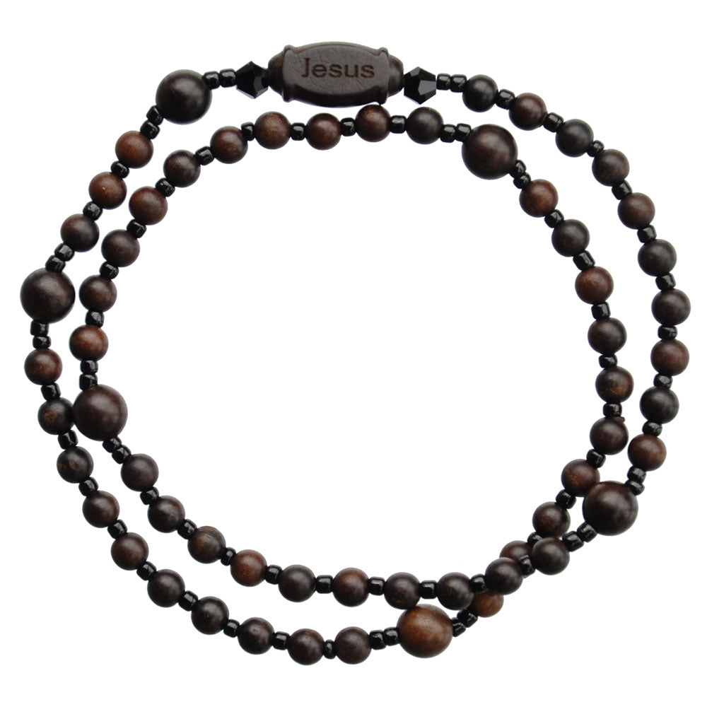 4mm Brown Jujube Wood  Twistable Rosary Bracelet