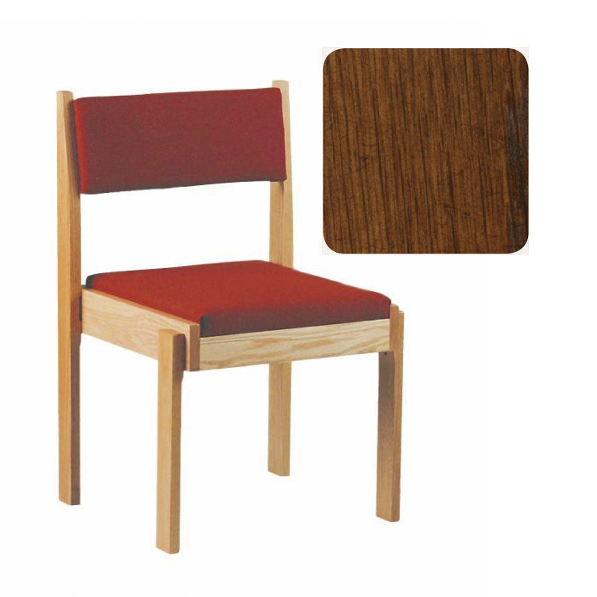 Antique Cherry Finish Stacking Wood Upholstered Chair 93C