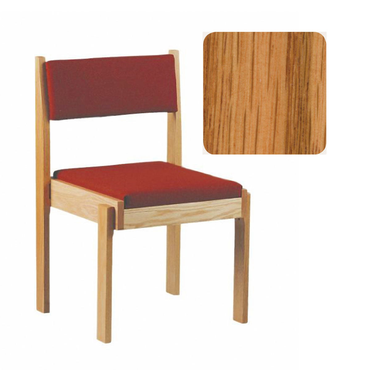 Light Oak Finish Stacking Wood Upholstered Chair 93C