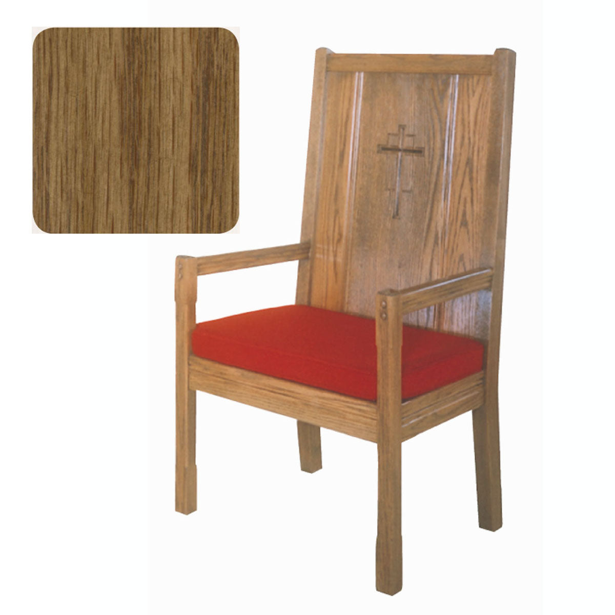 Pecan Finish High Back Presider Chair with Cushion 65H