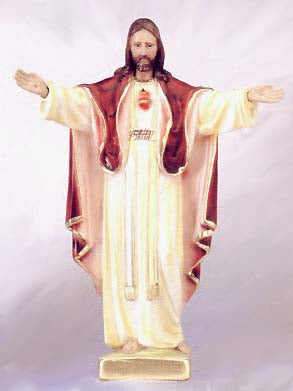 Sacred Heart of Jesus Statue with Open Arms - 12 inches tall