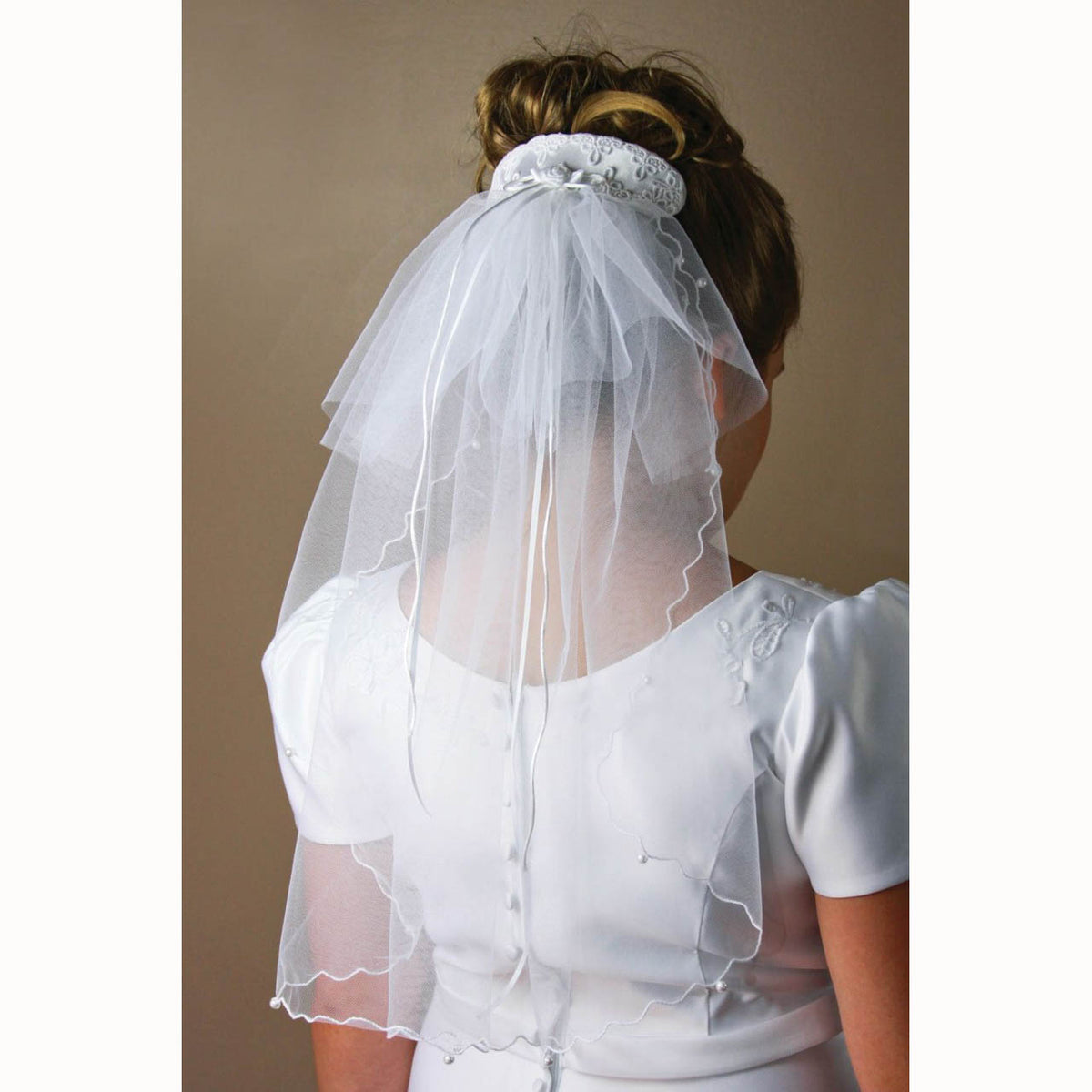 Beth First Communion Comb Veil with Venise Lace Trim