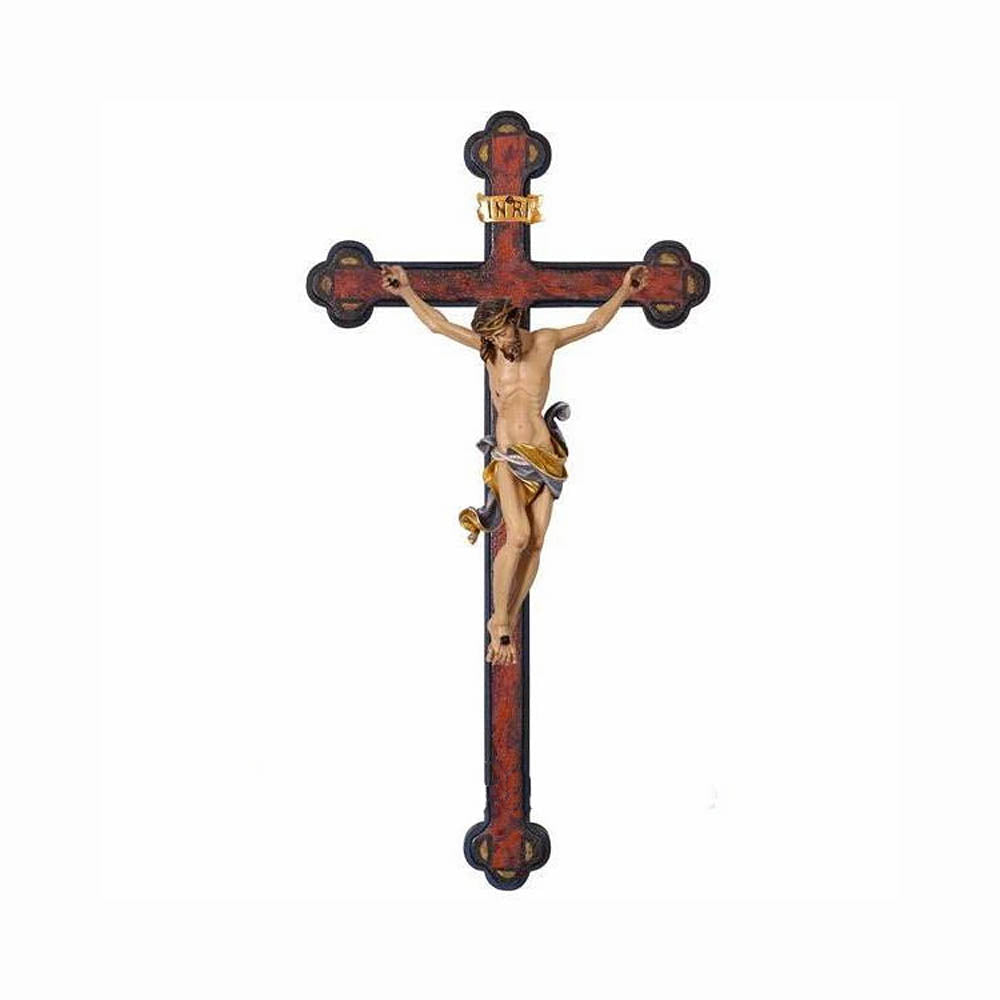14" Leonardo Crucifix with Baroque Antiqued Cross from Italy