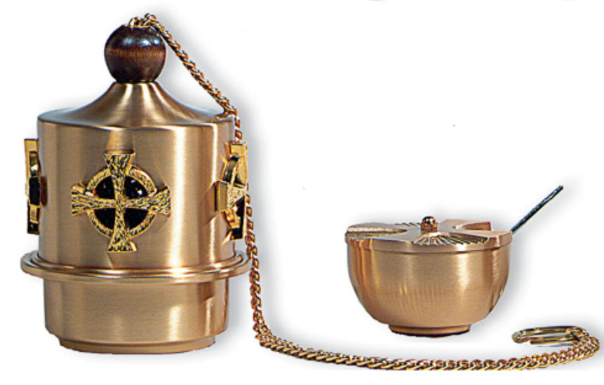 Bas-Relief Cross Censer & Boat Set 58CEN15