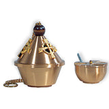 Cone style Celtic Cross Censer & Boat Set 25CEN16