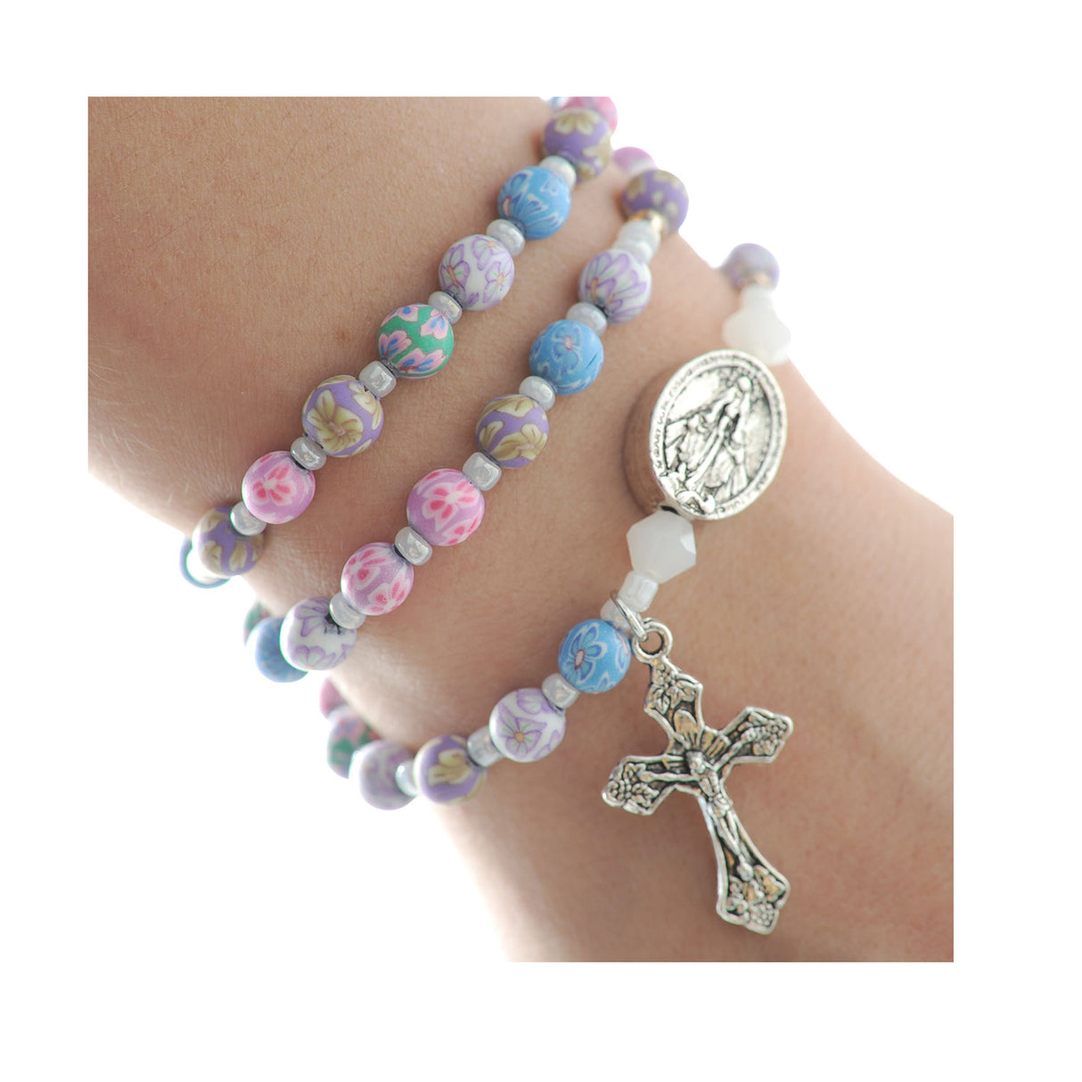Multi-Color Clay Twistable Rosary Bracelet