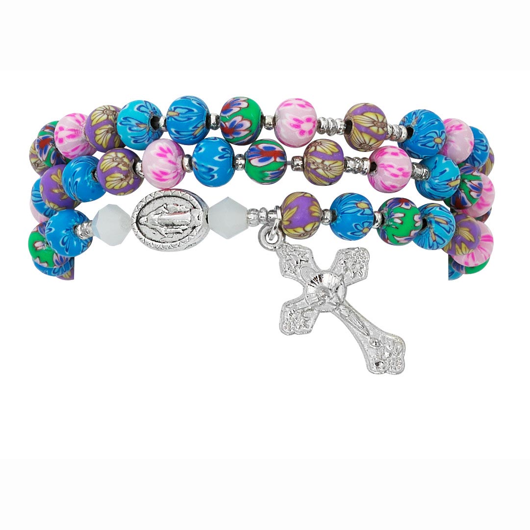 Multi-Color Clay Twistable Rosary Bracelet