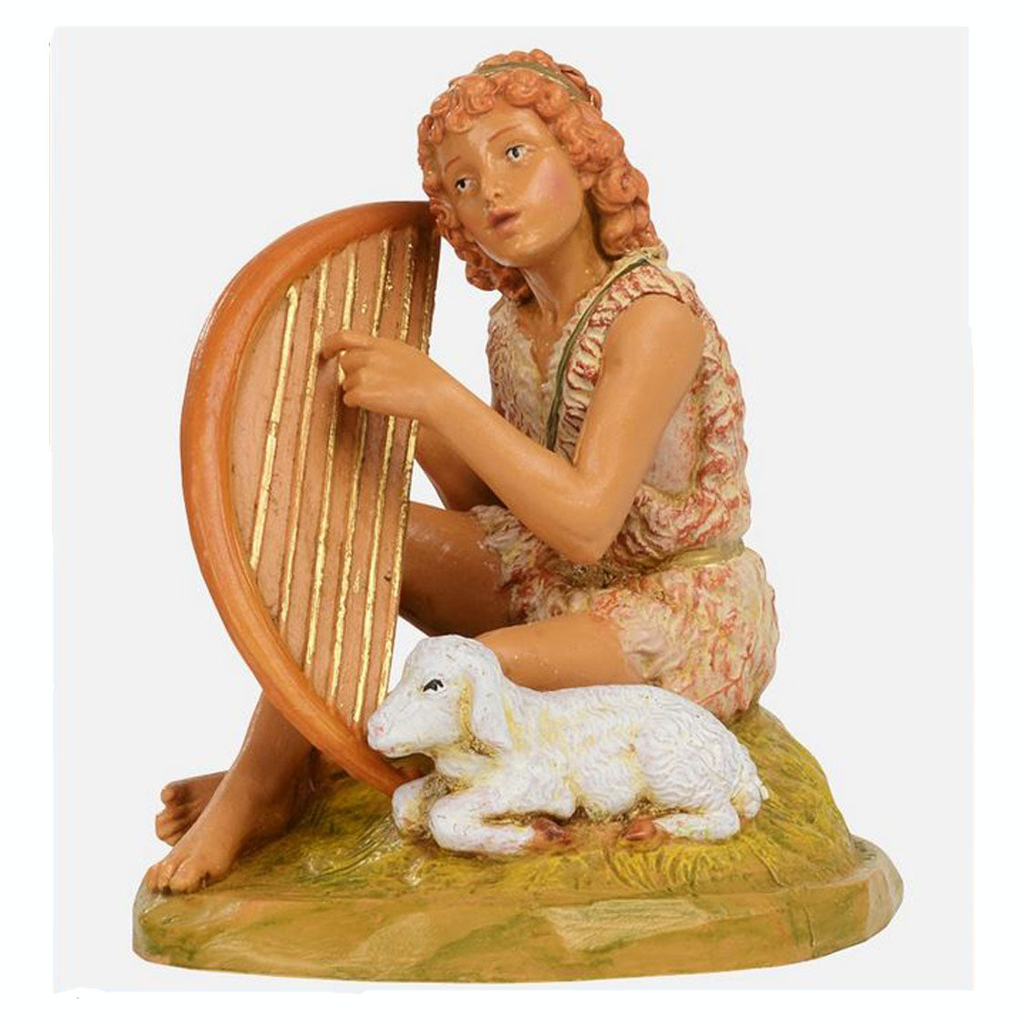 Azarel Fontanini Shepherd with Harp Figure - 5 inch Scale
