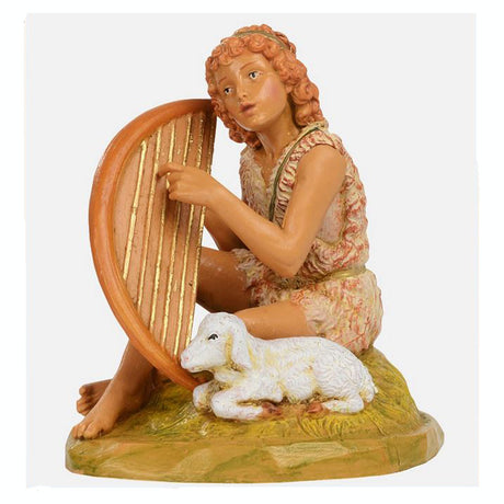 Azarel Fontanini Shepherd with Harp Figure - 5 inch Scale
