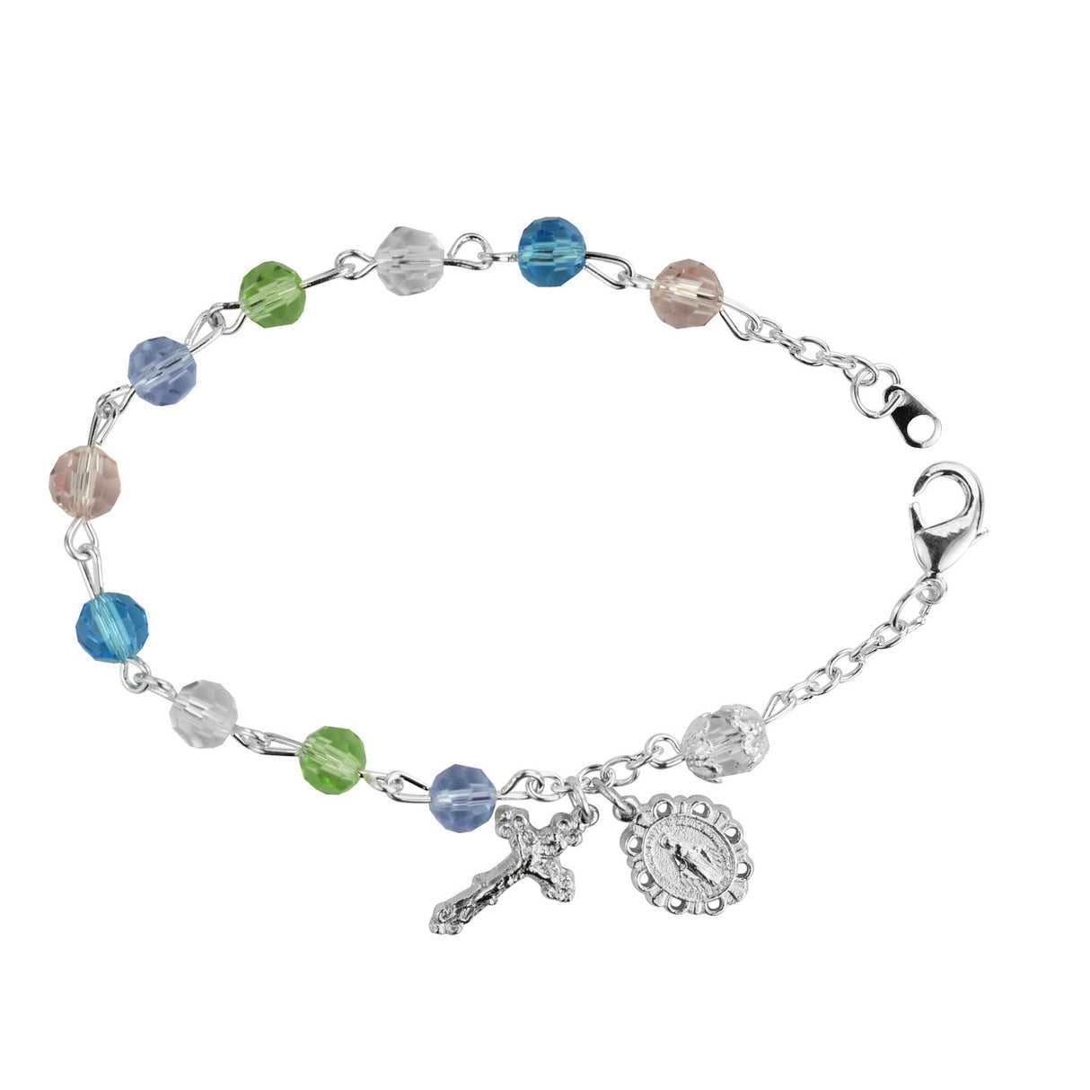 Multi-Color Crystal Rosary Bracelet BR335D