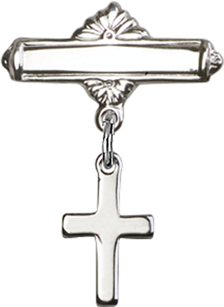 Solid Sterling Cross Baby Badge