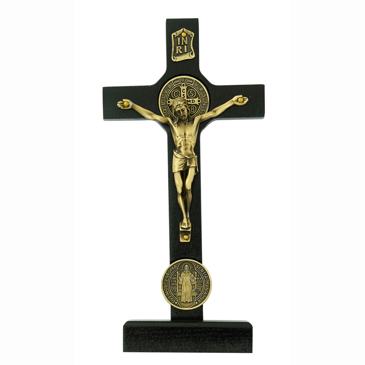 8 inch Standing Black Wood St Benedict Crucifix