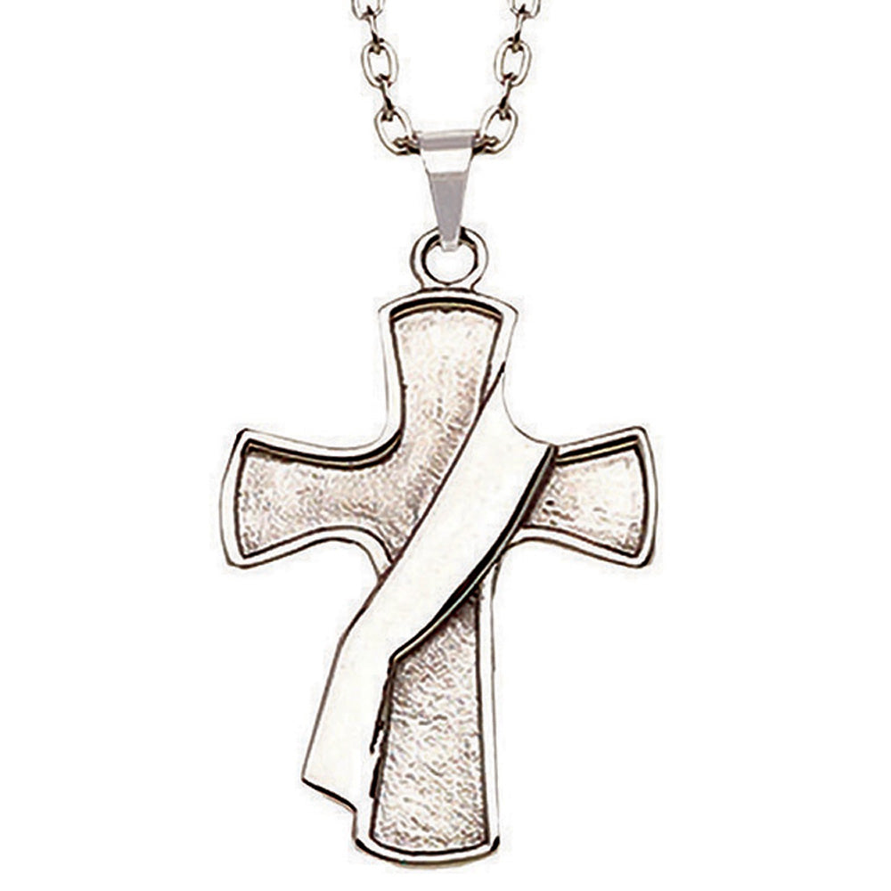 Deacon Cross Pendant in Polished Stainless Steel
