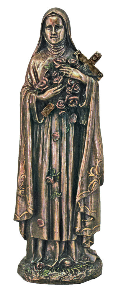 Saint Therese the "Little Flower"  Bronze Statue - 8 inches tall