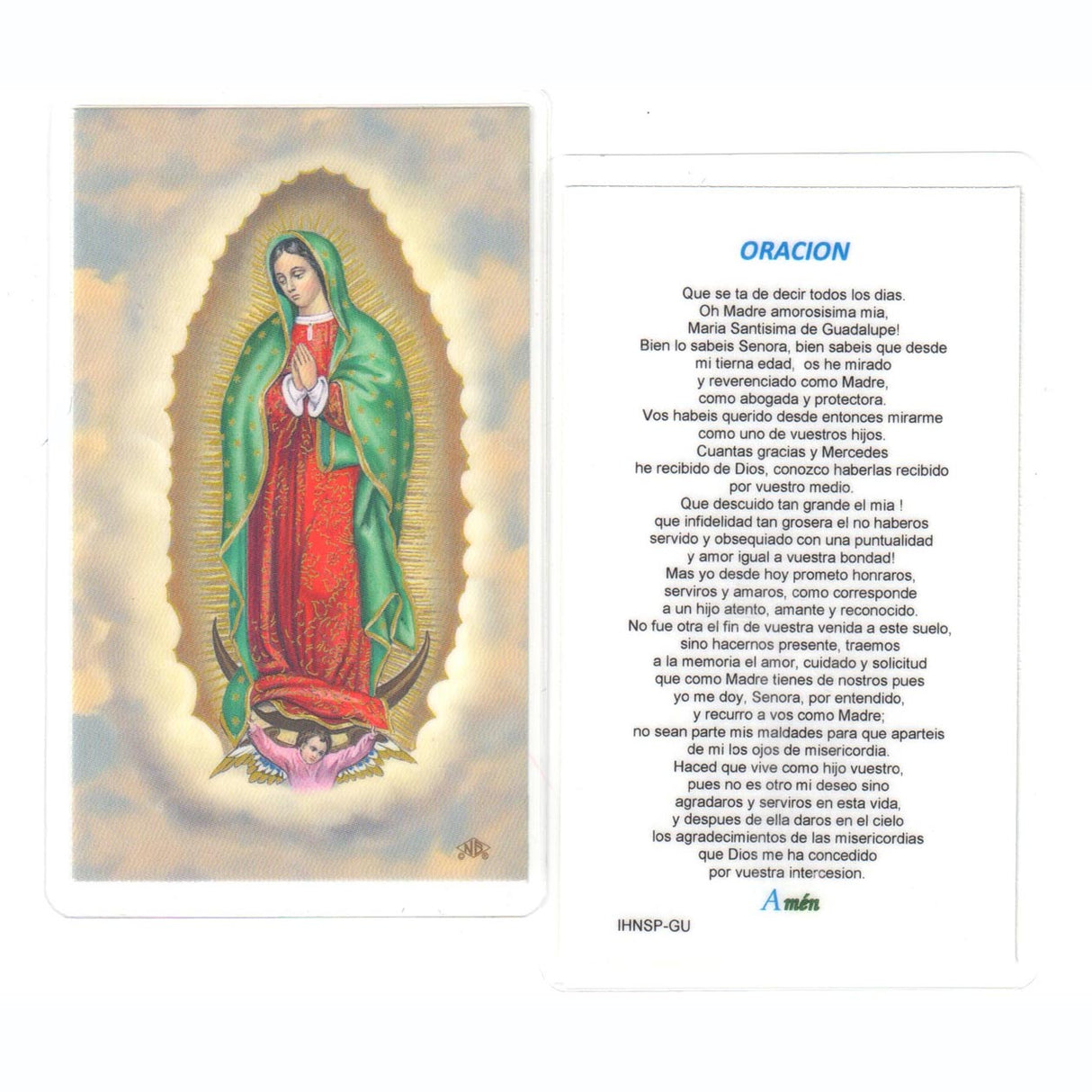 Oración a Nuestra Señora de Guadalupe Tarjeta Santa