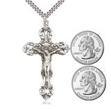 Sterling Silver Large Ornate Crucifix Pendant 0648SS/24S
