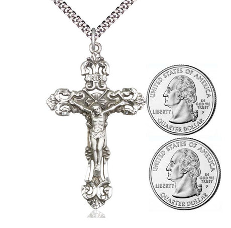 Sterling Silver Large Ornate Crucifix Pendant 0648SS/24S