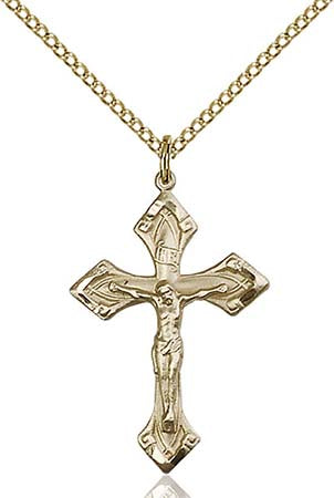 Gold Filled Leaf End Crucifix Pendant  0663GF/18GF