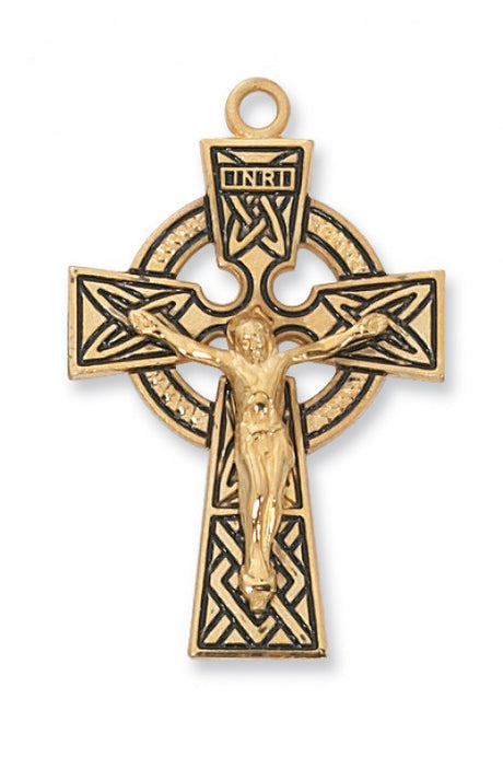 1.5 inch Gold Plate Silver Celtic Cross Pendant J9030