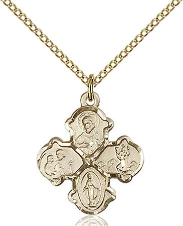 Gold-Filled 4 Way Medal with 18 inch chain 5441GF/18G