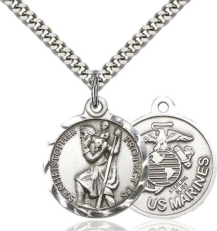Sterling Silver St. Christopher Marines Pendant  0192SS4/24S