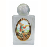 St Michael Glass Holy Wate Bottle with Color Medal