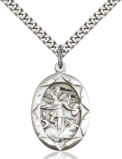 Sterling Silver St. Michael the Archangel Pendant 0801RSS/24S