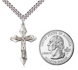 Sterling Silver 1-1/8 inch Leaf Edge Crucifix 0665SS/18S
