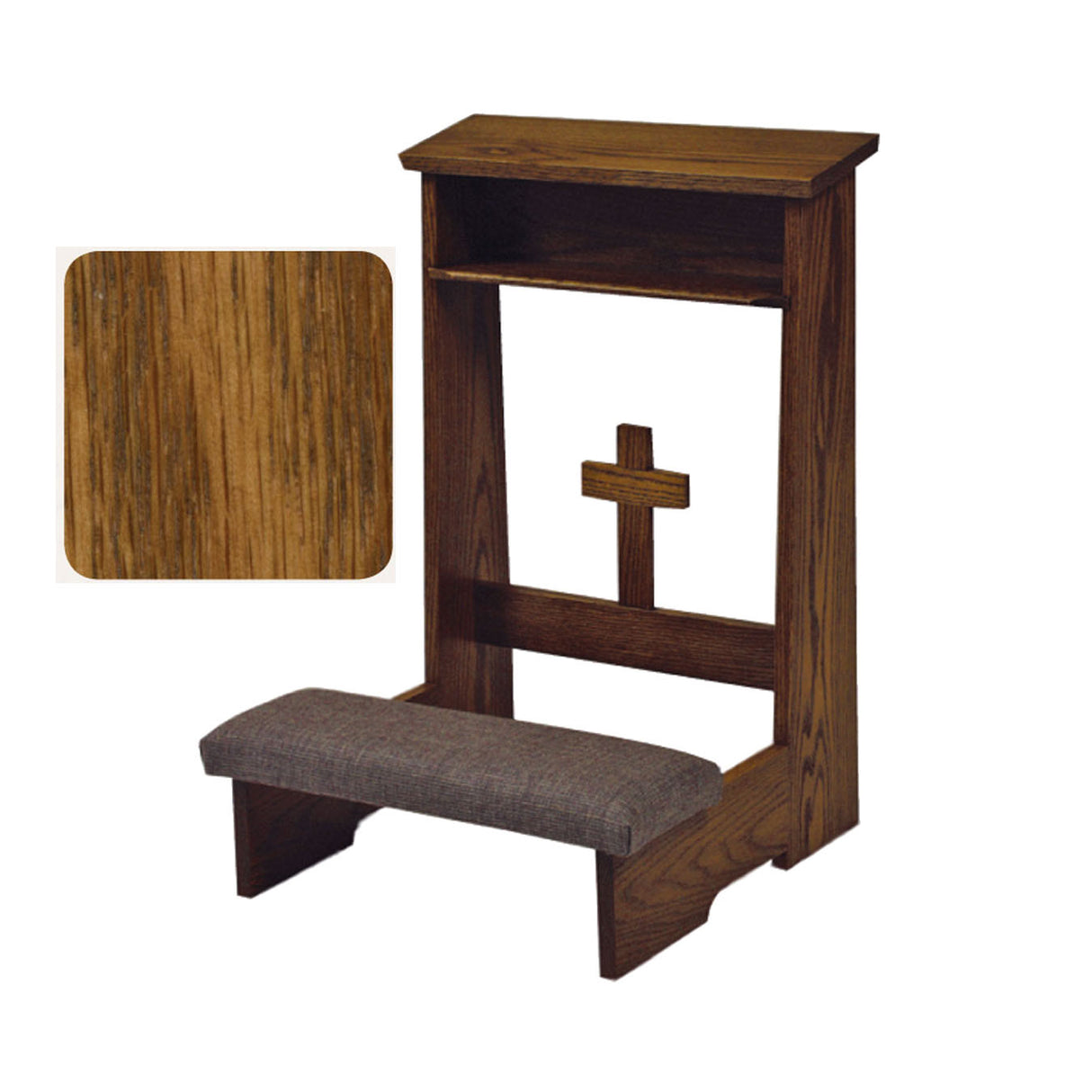 Amber Prie Dieu with Cross Front & Optional Padded Armrest W54