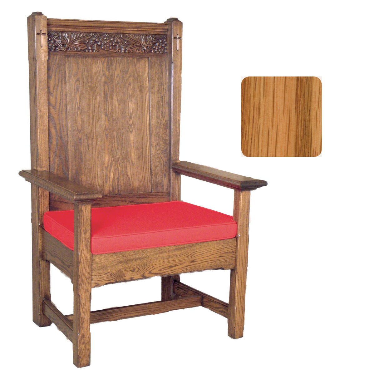 Light Oak Presider / Celebrant  Chair with Engraved Grape Vines 150