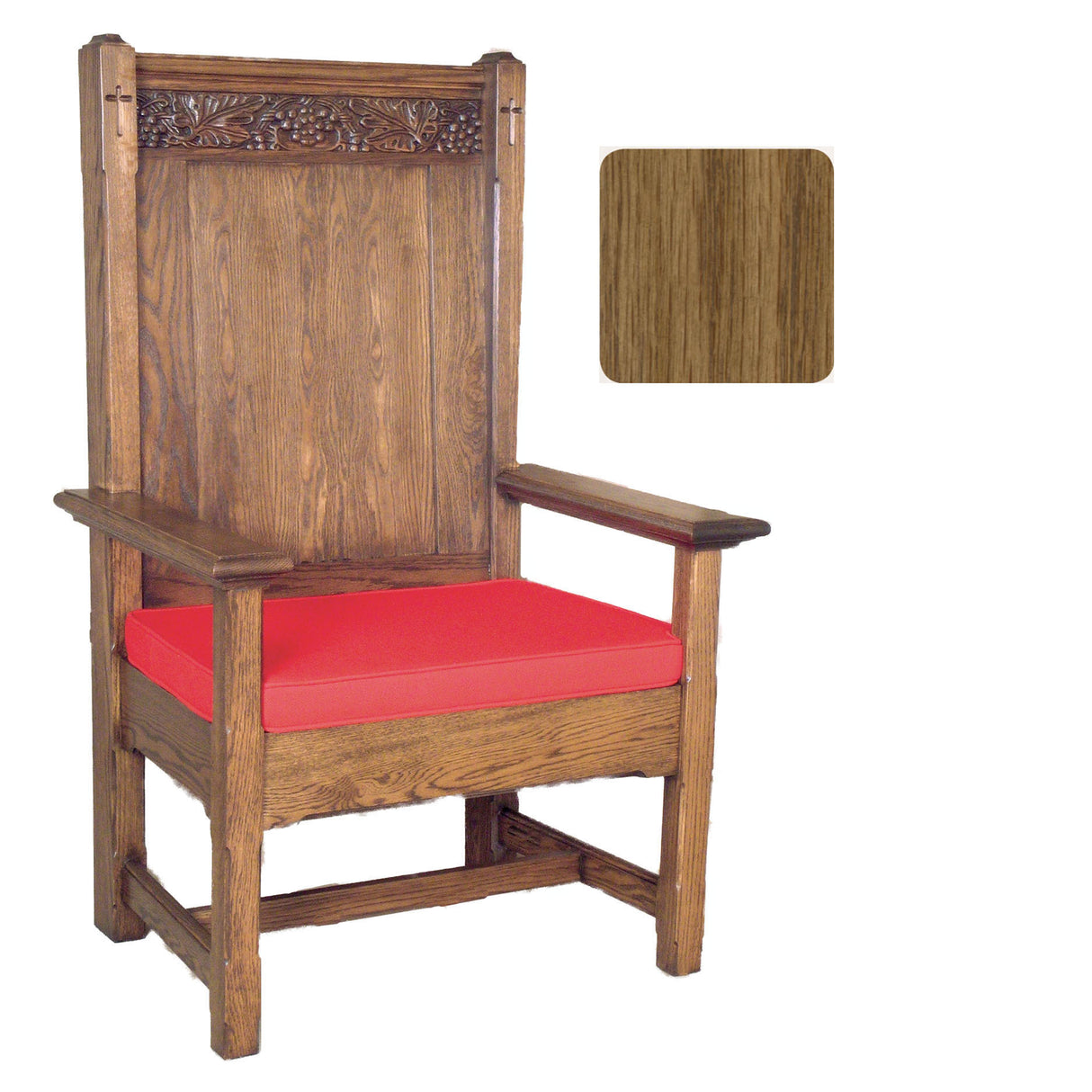 Pecan Finish Presider / Celebrant  Chair with Engraved Grape Vines 150