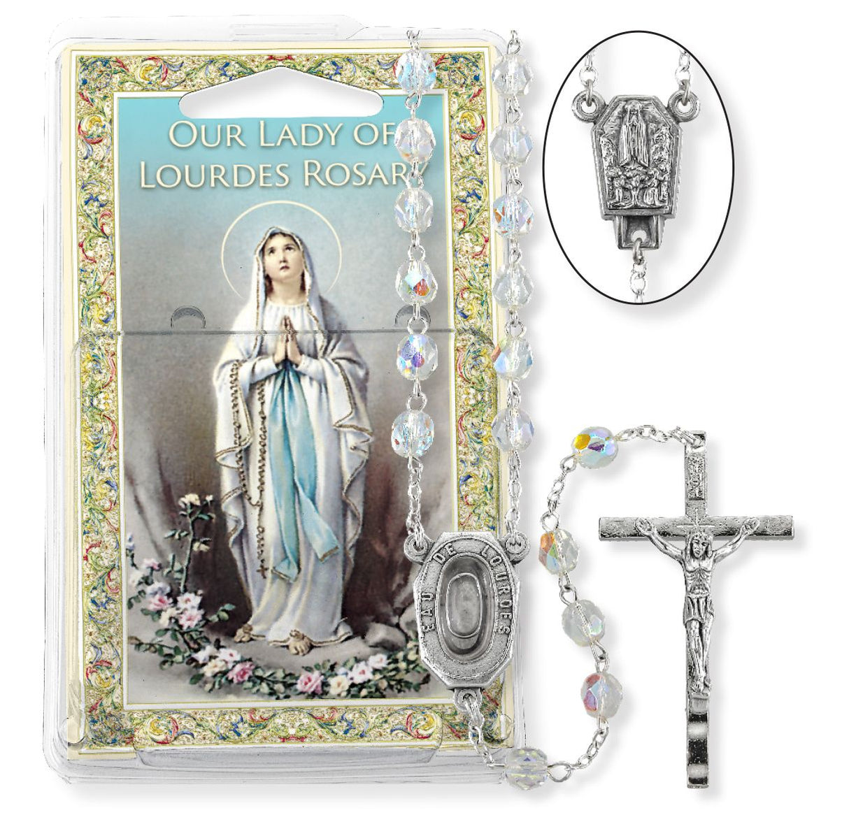 Crystal Bead Lourdes Water Specialty Rosary 132-274CR