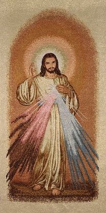 Divine Mercy Tapestry Beige Background  44x 88 inches