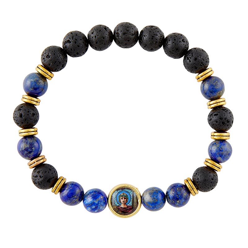St Michael Blue & Black Stretch Bracelet