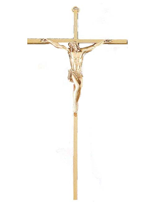 10 inch Budget Priced Gold Plated Brass Crucifix