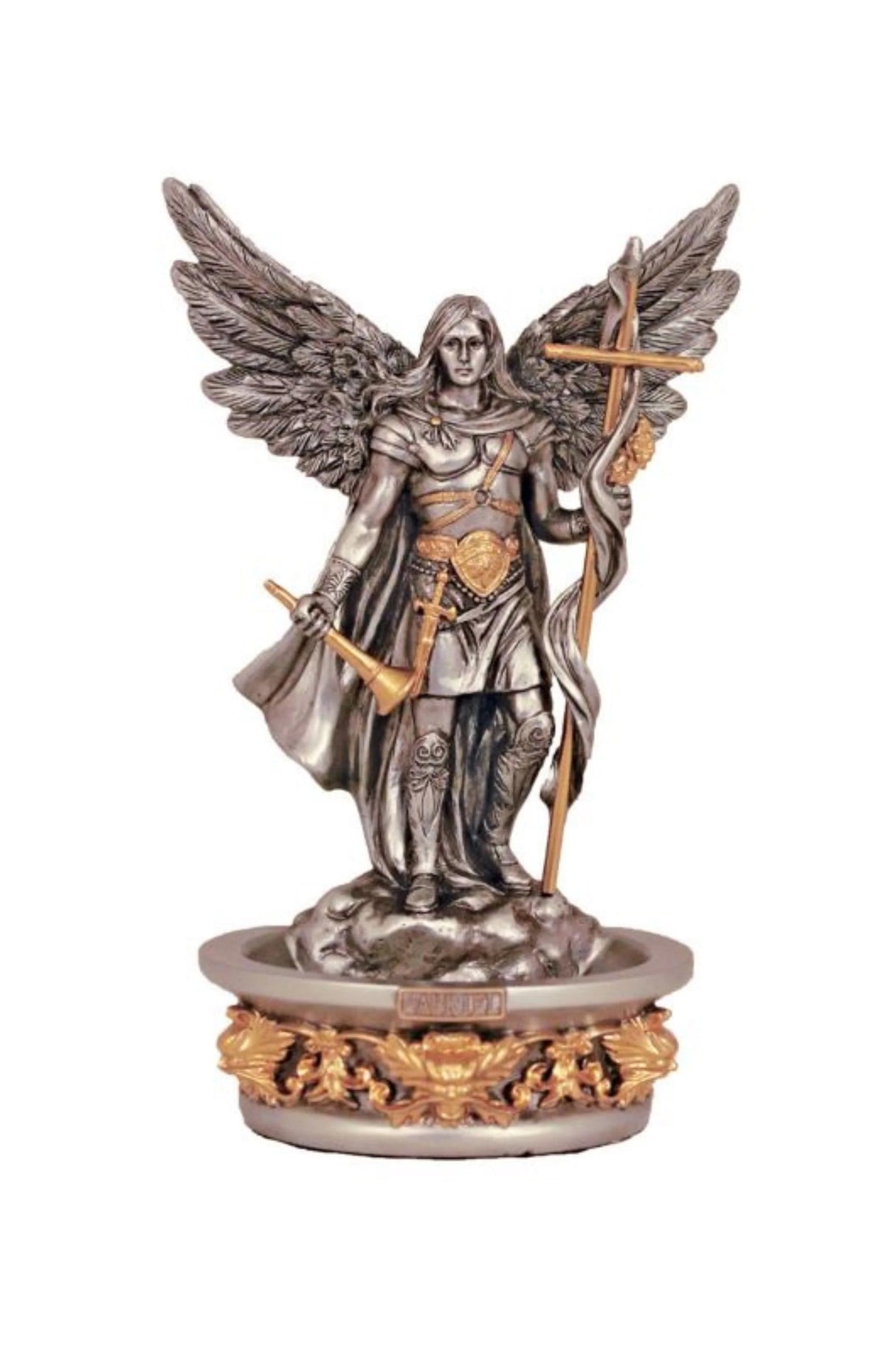 7" St Raphael  Cold Cast Bronze Holy Water Font