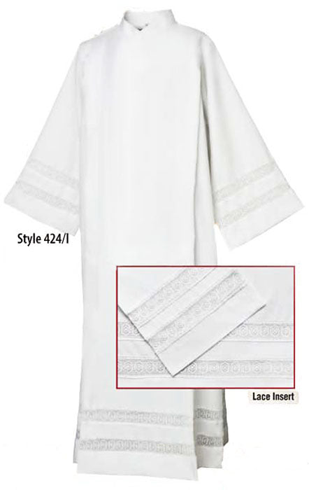 Abbey Weave Front Wrap Albs with Lace Insert & Velcro