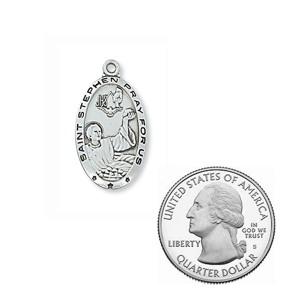 Sterling Silver Saint Stephen Medal on Chain L550SN