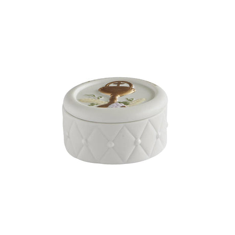 Porcelain Quilted 1st Communion Rosary Box