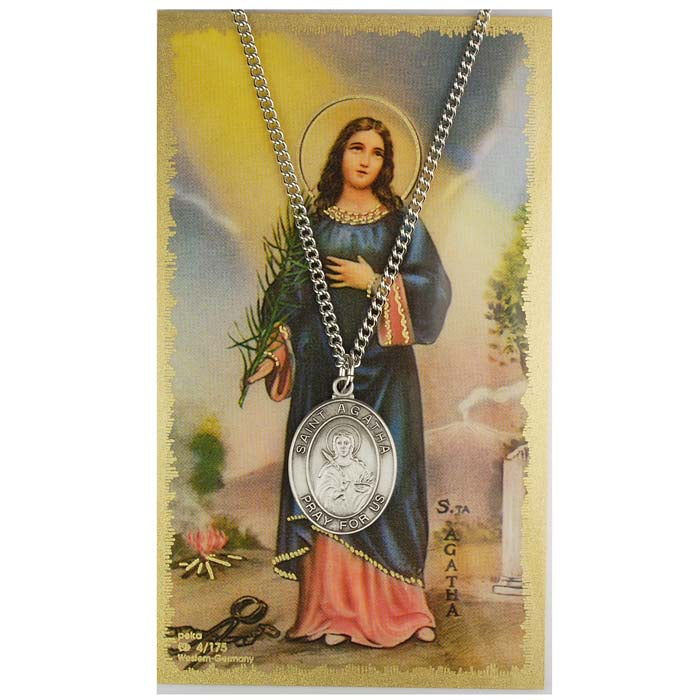Saint Agatha Pewter Medal & Prayer Card Set   PSD683AG