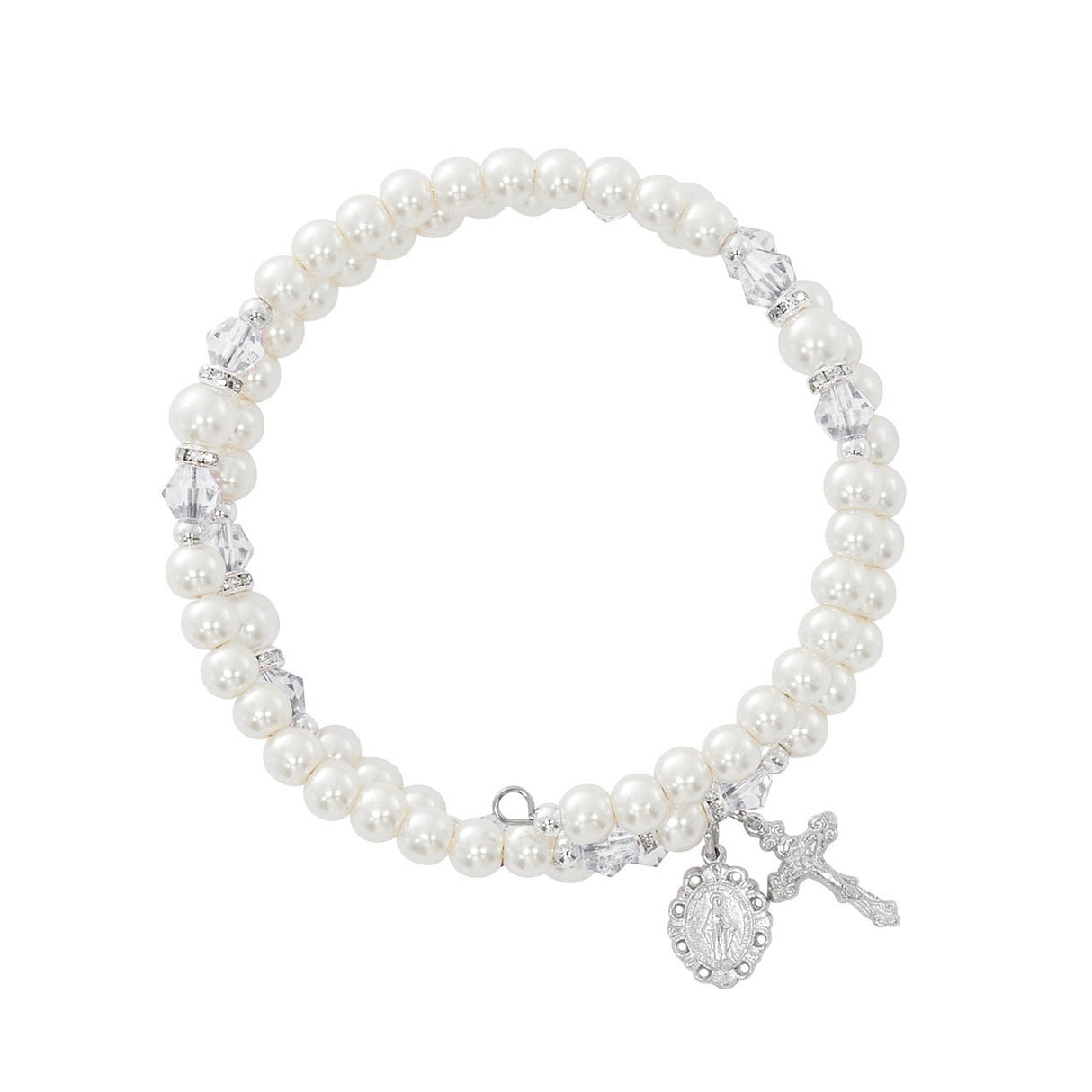 Rondelle April Birthstone Wrap Rosary Bracelet  - Crystal BR7CR