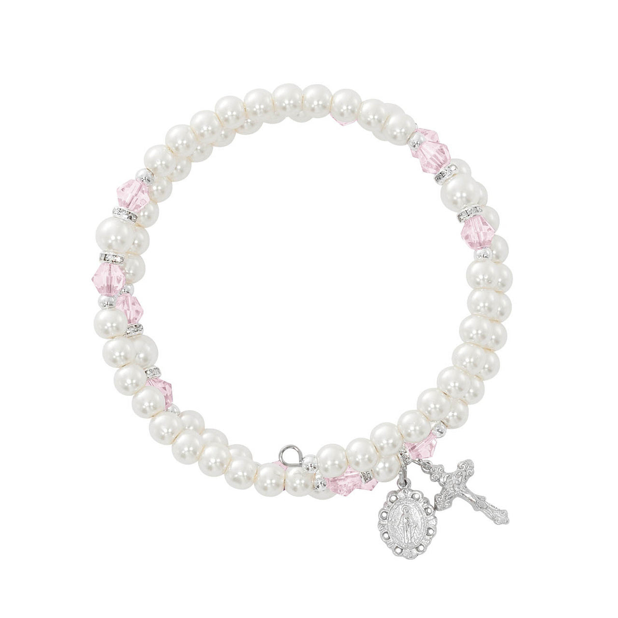 Rondelle October Birthstone Rosary Wrap Bracelet - Rose BR7RS