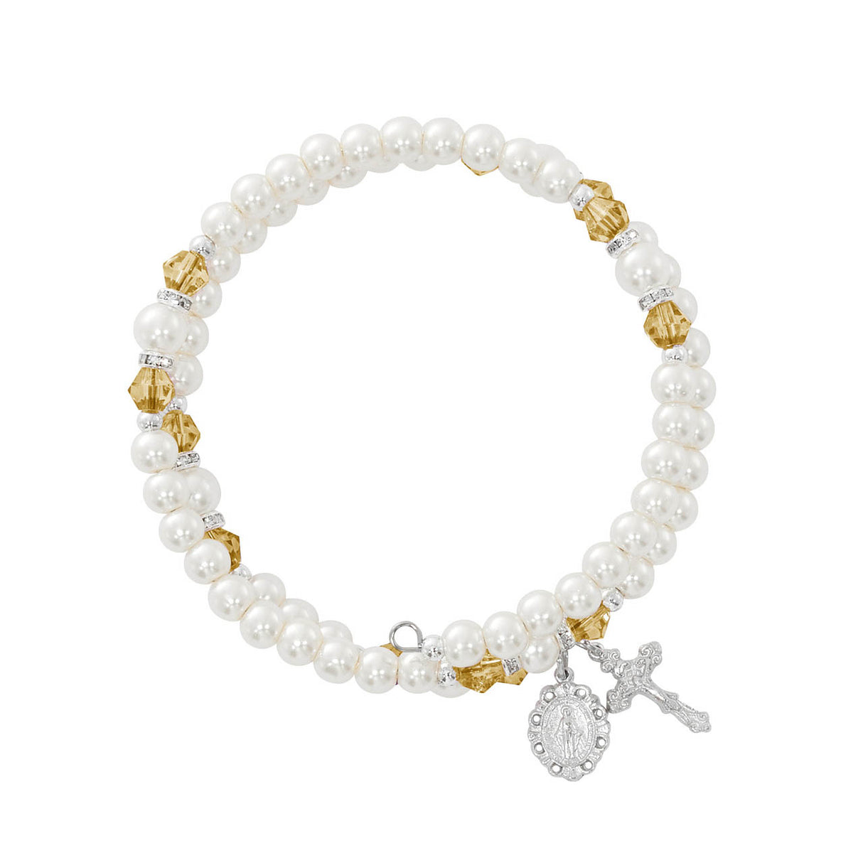 Rondelle November Birthstone Rosary Wrap Bracelet - Topaz BR7TO