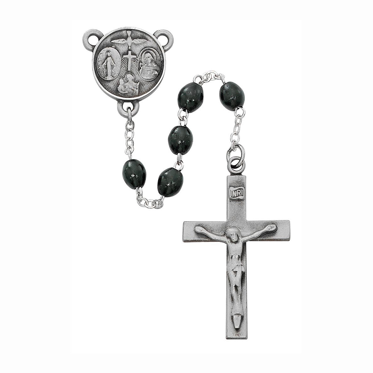 Deluxe 7mm Black Wood "Lords Prayer" Rosary  no. R639DF