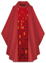 Gothic Chasuble in Dupion Fabric with Multi Cross Orphrey