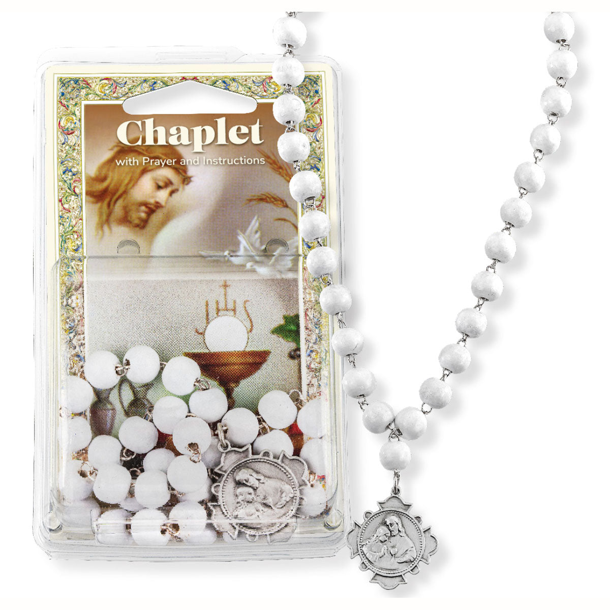 Blessed Sacrament Chaplet with LImed Wood Beads