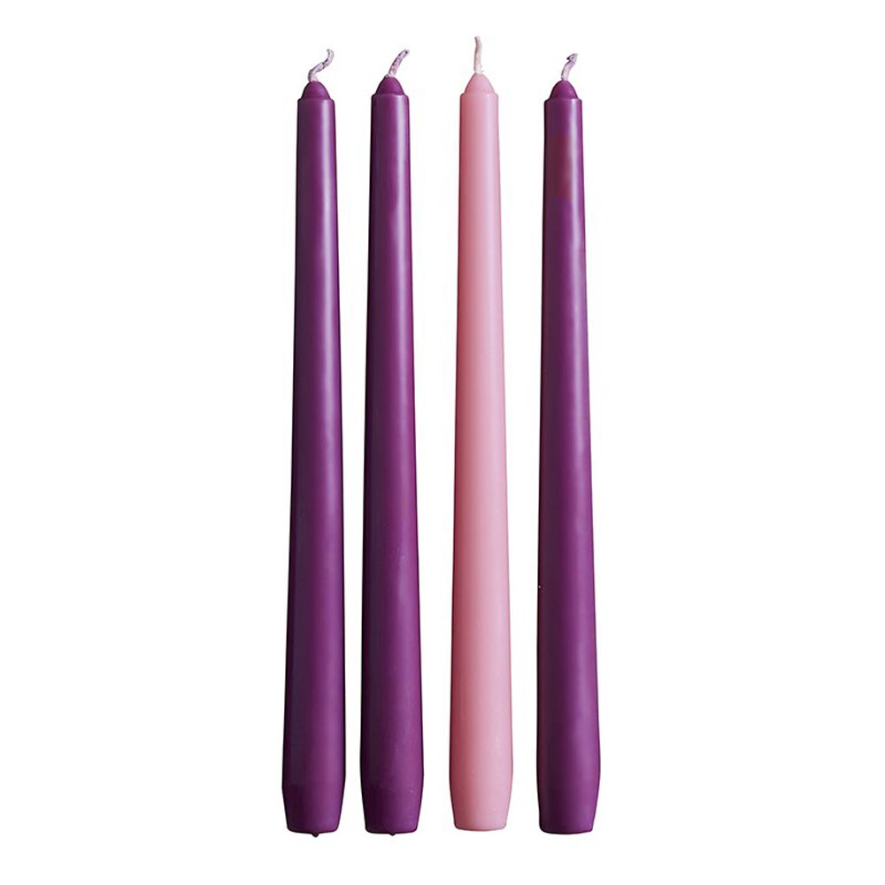 10 inch Traditions Home Advent Candles in Pink & Purple