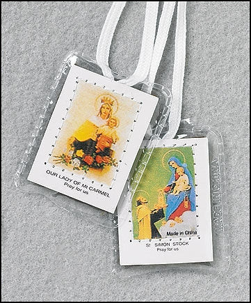 Budget Brown Scapular White Cord with Laminated Cover