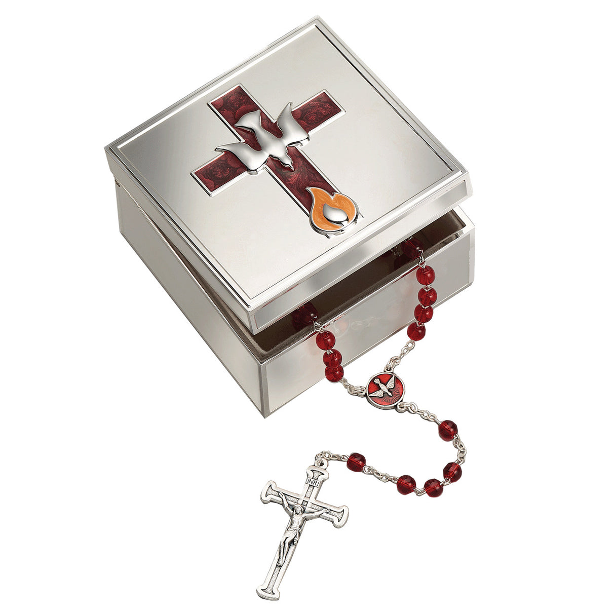 Dove & Flames Rosary Box - 19678